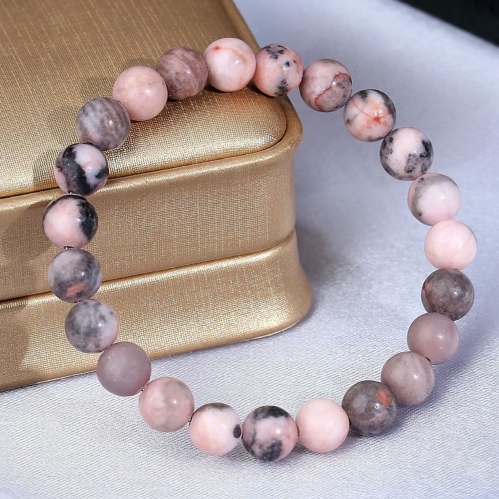 🆕New Pink Zebra Jasper 8mm Healing Gemstone Bracelet